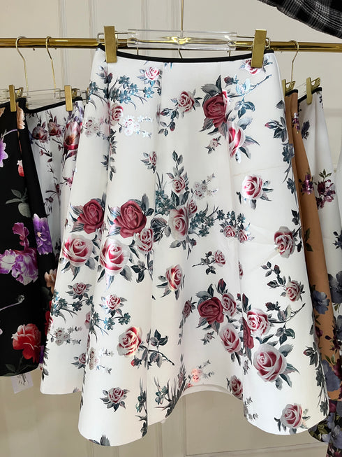 Women Floral Print Flared Skirts